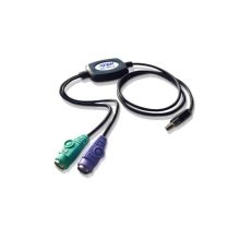 Imagen del adaptador ATEN que convierte puertos PS/2 a USB, ideal para conectar teclados y ratones antiguos, SKU UC10KM-AT