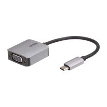 ATEN Adaptador de USB-C a VGA, modelo UC3002A-AT, diseñado para conectar dispositivos USB-C a pantallas VGA en alta definición.