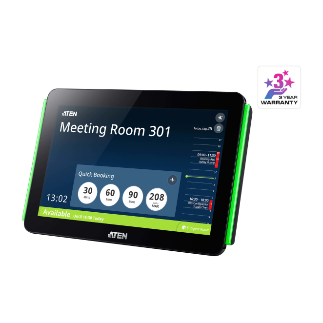 ATEN Panel de Reserva RBS de 10,1 pulgadas para Salas de Reunión Panel de reserva de salas y espacios de reunión ATEN RBS de 10,1 pulgadas con SKU VK430-AT
