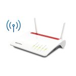 Router AVM FRITZ!Box 6890 LTE con conectividad inalámbrica de doble banda (2,4 GHz / 5 GHz), puerto Gigabit Ethernet y soporte 4G. SKU 20002817