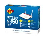 FRITZ!Box 6850 router inalámbrico Gigabit Ethernet de doble banda (2,4 GHz / 5 GHz), 4G, color blanco. SKU: 20002926