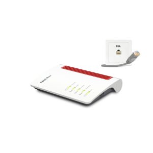 Imagen del router AVM FRITZ!Box 7510 en color blanco, equipado con conexión Gigabit Ethernet y banda única de 2,4 GHz. SKU: 20002983