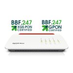 Imagen del router inalámbrico AVM FRITZ! 5590 Fiber con tecnología XGS-PON, doble banda a 2.4 GHz y 5 GHz y Gigabit Ethernet. SKU 20003015.