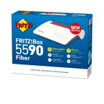 Imagen del router inalámbrico AVM FRITZ! 5590 Fiber con tecnología XGS-PON, doble banda a 2.4 GHz y 5 GHz y Gigabit Ethernet. SKU 20003015.