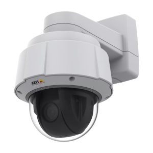 Imagen de la cámara de seguridad IP Axis modelo 01751-002 con resolución de 1920 x 1080 píxeles para instalación en exterior, vista lateral.