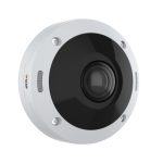 Cámara de vigilancia Axis modelo 02100-001, ideal para interiores y exteriores, con una resolución de 2880 x 2880 pixeles y montaje en techo o pared.