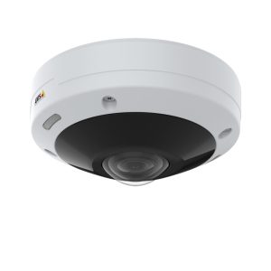 Cámara de vigilancia Axis modelo 02100-001, ideal para interiores y exteriores, con una resolución de 2880 x 2880 pixeles y montaje en techo o pared.
