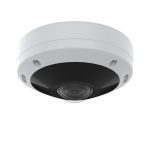 Cámara de vigilancia Axis modelo 02100-001, ideal para interiores y exteriores, con una resolución de 2880 x 2880 pixeles y montaje en techo o pared.