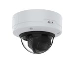 Cámara de seguridad IP exterior Axis, modelo 02330-001, con resolución de 2592 x 1944 pixeles, diseñada para montaje en techo o pared.