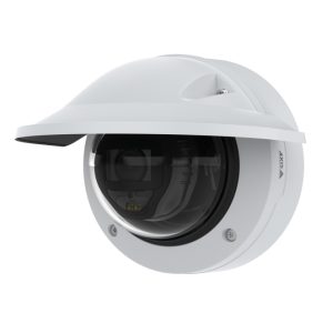 Cámara de seguridad IP exterior Axis, modelo 02330-001, con resolución de 2592 x 1944 pixeles, diseñada para montaje en techo o pared.