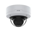 Cámara de seguridad IP exterior Axis, modelo 02330-001, con resolución de 2592 x 1944 pixeles, diseñada para montaje en techo o pared.