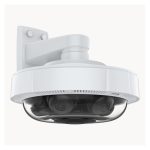 Cámara de seguridad IP modelo Axis P3737-PLE, adecuada para interiores y exteriores, con resolución de 2688 x 1944 pixeles y montaje en techo. SKU 02634-001.