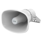 Imagen del altavoz Axis C1310-E Mk II gris, SKU 02813-001, mostrando su diseño moderno y capacidad de sonido potente ideal para cualquier espacio.