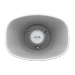 Imagen del altavoz Axis C1310-E Mk II gris, SKU 02813-001, mostrando su diseño moderno y capacidad de sonido potente ideal para cualquier espacio.