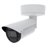 Imagen de la cámara de seguridad Axis Q1809-LE, tipo bala para exteriores con resolución 7680 x 4320 pixeles, montada en techo o pared. SKU 02870-001