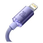 Cable de teléfono móvil Baseus Crystal Shine en color púrpura, 1,2 metros de longitud, con conectores USB C a Lightning, SKU CAJY000205