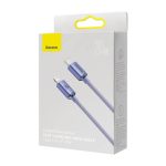 Cable de teléfono móvil Baseus Crystal Shine en color púrpura, 1,2 metros de longitud, con conectores USB C a Lightning, SKU CAJY000205
