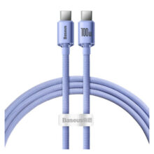 Cable Baseus de 1.2 metros con conector USB-C Violeta, SKU CAJY000605. Ideal para carga y transferencia de datos.