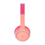 Auriculares Belkin SOUNDFORM Mini de diadema en color rosa con conexión inalámbrica Bluetooth y alámbrica mediante MicroUSB. SKU: AUD002BTPK