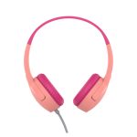 Auriculares alámbricos Belkin SoundForm Mini con diadema rosa, ideales para llamadas, música, deporte y uso diario, SKU AUD004BTPK