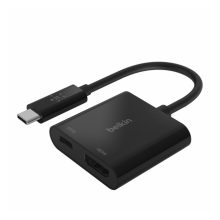 Imagen de la base para portátil Belkin AVC002BTBK, que incluye un replicador de puertos USB 3.2 Gen 1 (3.1 Gen 1) Type-C en color negro