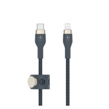 Imagen del cable Belkin CAA011BT1MBL con conector Lightning, mide 1 metro y es de color azul