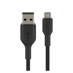 Cable USB Belkin de 1 metro, color negro, con conectores USB-A a Micro-USB. SKU: CAB007BT1MBK