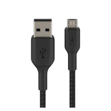Cable USB Belkin de 1 metro, color negro, con conectores USB-A a Micro-USB. SKU: CAB007BT1MBK