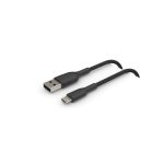 Cable USB Belkin de 1 metro, color negro, con conectores USB-A a Micro-USB. SKU: CAB007BT1MBK