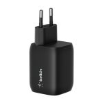 Cargador de dispositivo móvil Belkin ENA007KQBK compatible con auriculares, portátil, consola de juegos portátil, smartphone y tableta en color negro. Funciona con corriente alterna y ofrece carga rápida.