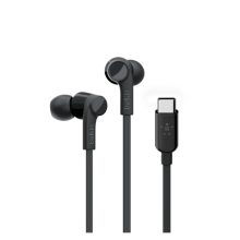 Imagen de los auriculares alámbricos Belkin ROCKSTAR USB tipo C en color negro, ideales para llamadas y música, SKU G3H0002BTBLK.