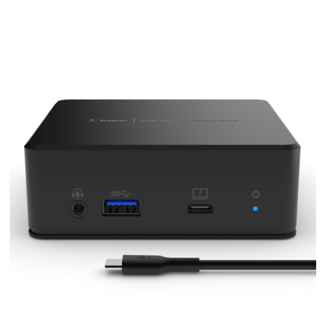 Belkin Docking Station USB-C Dual Display con USB 3.2 Gen 1 Belkin USB-C Dual Display Docking Station USB 3.2 Gen 1, Tipo-C negro INC002VFBK, ideal para accesorios de portátiles