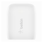 Cargador Belkin WCA006VF1MWH-B6 de dispositivo móvil en blanco, adecuado para corriente alterna y carga rápida en interiores