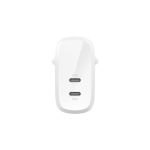 Cargador rápido Belkin BoostCharge Pro en color blanco, ideal para cargas rápidas y corrientes alternas. SKU WCB010VFWH.