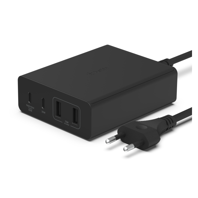 Belkin cargador portátil de corriente alterna con carga rápida Cargador portátil Belkin WCH010VFBK de corriente alterna en color negro, compatible con smartphone, reloj inteligente y tableta, incluye función de carga rápida