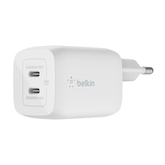 Belkin Cargador Rápido Blanco para Portátil y Smartphone Imagen del cargador rápido Belkin en color blanco, compatible con portátiles, smartphones y tabletas, modelo WCH013VFWH.
