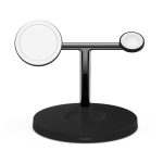 Imagen del cargador inalámbrico Belkin WIZ017vfBK en color negro compatible con auriculares, smartphones y relojes inteligentes. SKU: WIZ017VFBK.