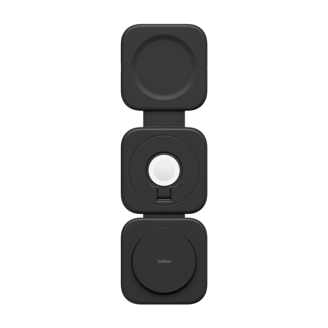 Belkin BoostCharge Pro Auriculares, Smartphone, Reloj inteligente Negro Corriente alterna, USB Cargador inalámbrico Carga rápida Interior 4 Belkin BoostCharge Pro en uso con varios dispositivos