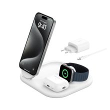 Cargador inalámbrico Belkin BoostCharge blanco para auriculares, smartphone y reloj inteligente, SKU WIZ029VFWH