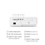 Proyector BenQ X500i de corto alcance, 2200 lúmenes ANSI, tecnología DLP y resolución UHD 4K (3840x2160), modelo 9H.JSC77.17E, en colores negro y blanco