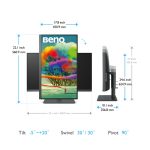 BenQ PD2705U pantalla para PC de 27 pulgadas con resolución 3840 x 2160 Pixeles, 4K Ultra HD, tecnología LED en color negro, SKU: 9H.LKDLA.TBE