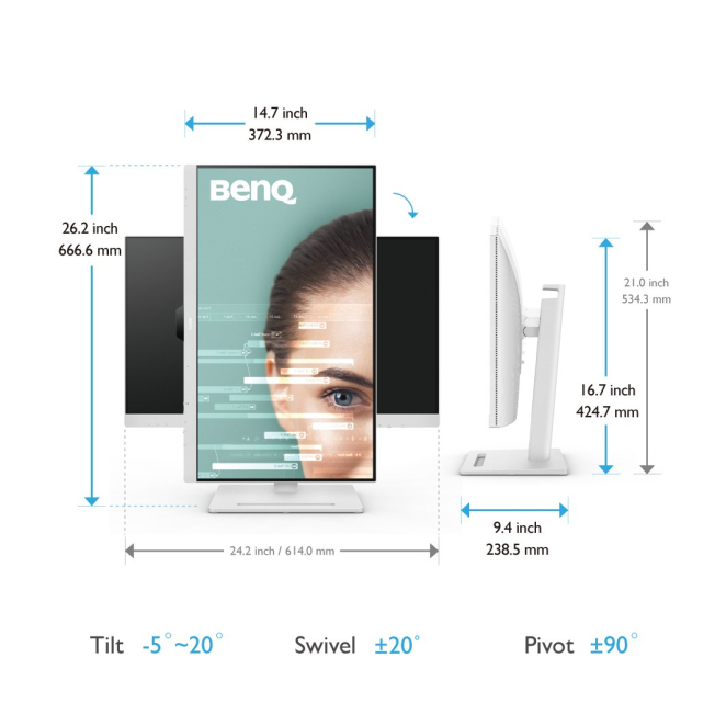 BenQ GW2790QT pantalla para PC 68,6 cm (27″) 2560 x 1440 Pixeles Quad HD LED Blanco 3 Usuario trabajando con el monitor BenQ GW2790QT