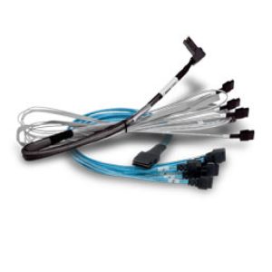Broadcom 05-50061-00 cable Serial Attached SCSI de 1 metro en colores negro, azul y plata.