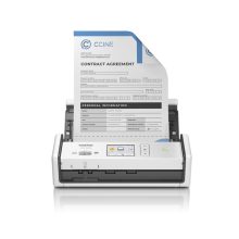 Escáner con alimentador automático de documentos Brother ADS-1800W, resolución de 1200 x 1200 DPI, tamaño A4, color blanco. SKU ADS1800WUN1.