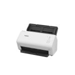 Escáner Brother ADS-4100 con alimentador automático de documentos (ADF), resolución 600 x 600 DPI, compatible con tamaños A4, en colores negro y blanco. SKU ADS4100RE1.