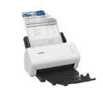 Escáner Brother ADS-4100 con alimentador automático de documentos (ADF), resolución 600 x 600 DPI, compatible con tamaños A4, en colores negro y blanco. SKU ADS4100RE1.