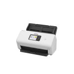 Escáner Brother ADS-4500W equipado con alimentador automático de documentos (ADF), resolución de 600 x 600 DPI, tamaño A4, en colores negro y blanco. SKU ADS4500WTF1.