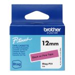 Cinta para impresora de etiquetas Brother, color Negro sobre rosa, SKU BTAGP31, ideal para etiquetas nítidas y destacadas