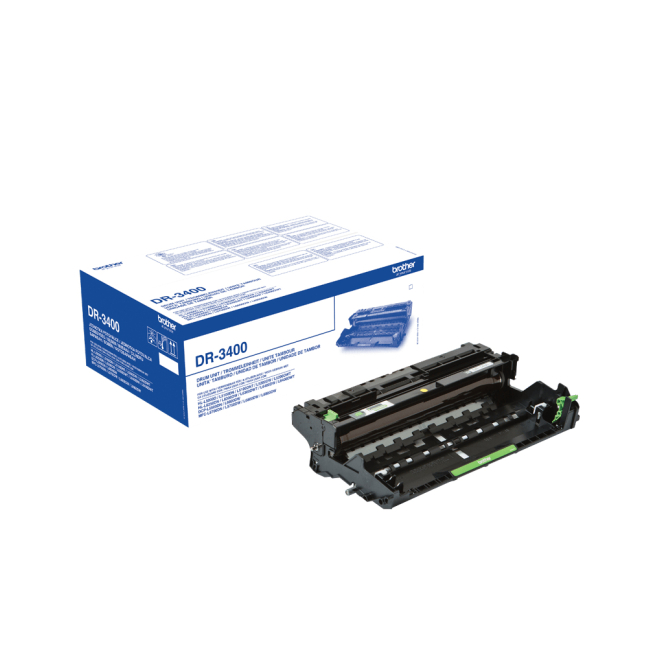 Brother tambor de impresora DR-3400 original de alto rendimiento Tambor de impresora Brother modelo DR-3400 original con una pieza y alto rendimiento. SKU: DR3400