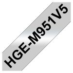 Cinta Brother HGE-M951V5 para impresora de etiquetas, alta resolución, color negro sobre plata, 24mm x 8m, SKU HGEM951V5